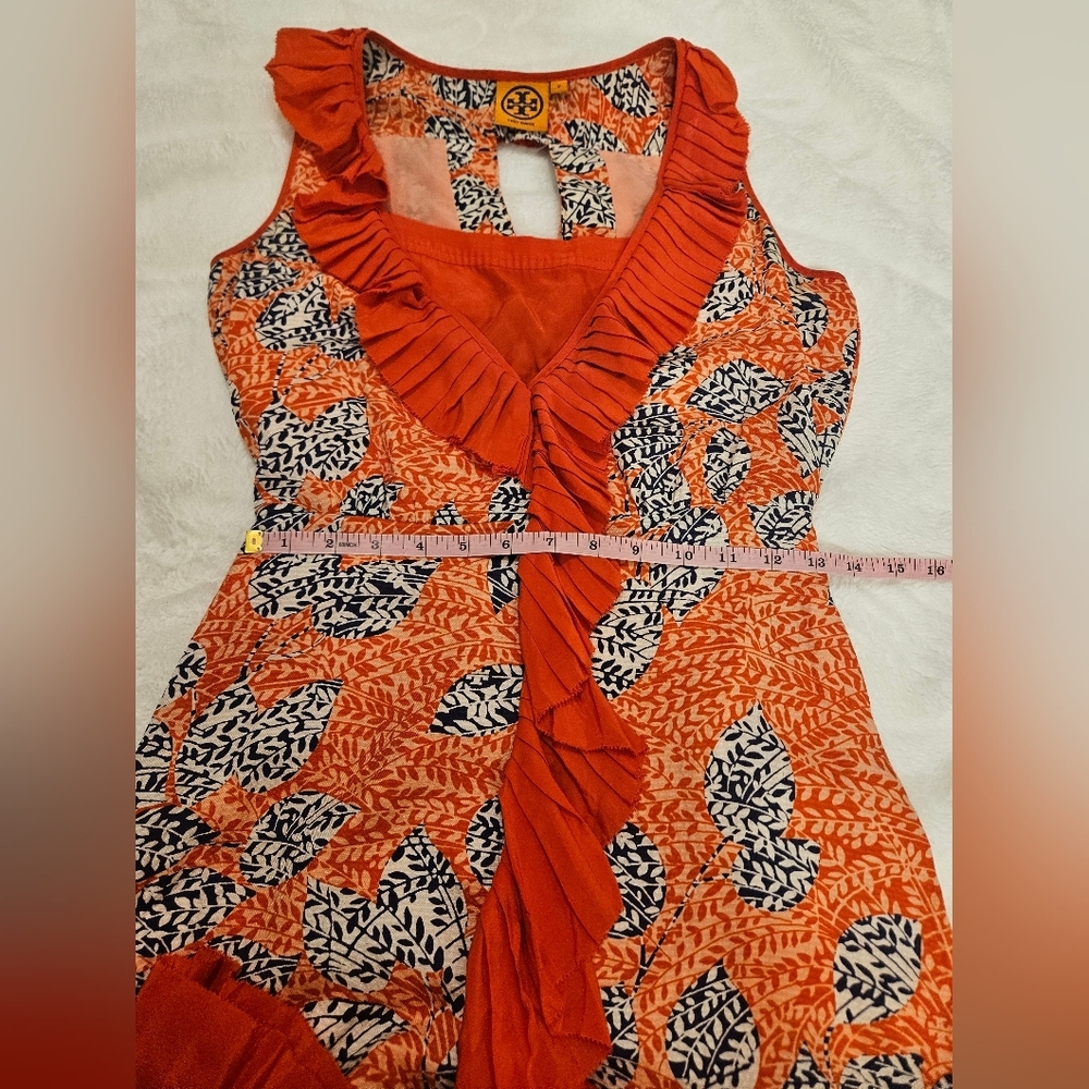 Tory Burch Janetta Silk Ruffle Pleated Dress,Mermaid Hem Size 0 - Picture 7 of 11